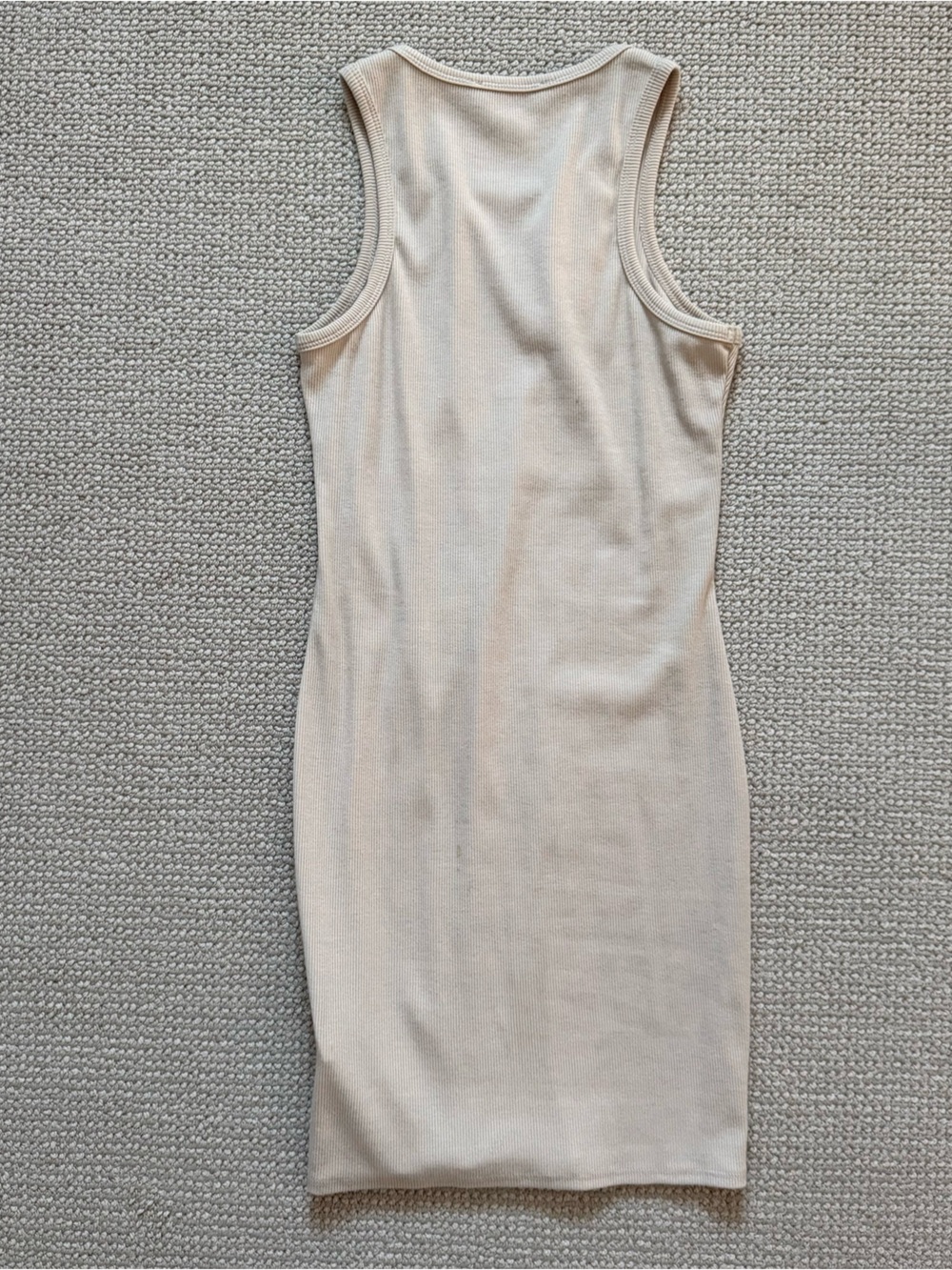 Beige Ribbed Mini Dress - Picture 4 of 5